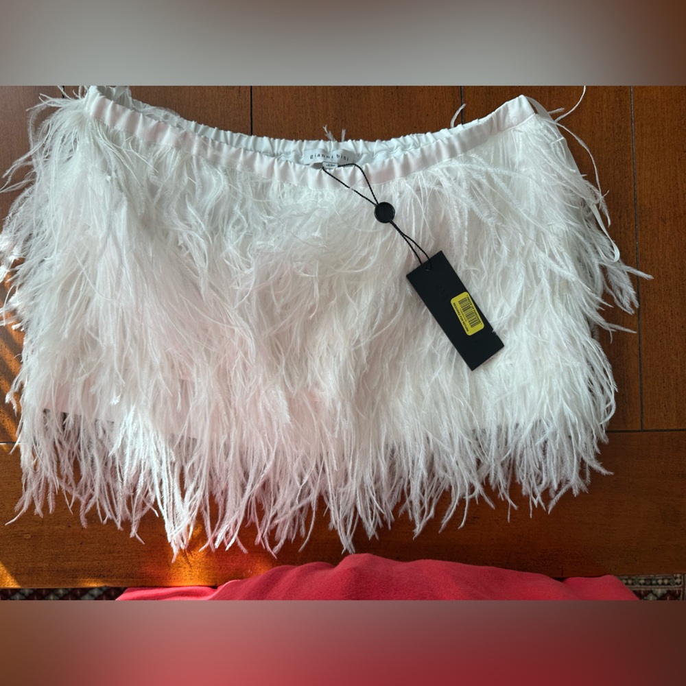 White Feathered strapless top